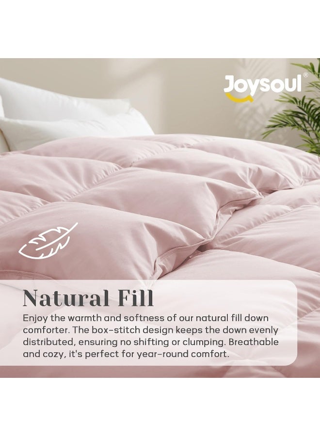 Joysoul Down Comforter Queen Size-All Season Comforter-Ultra Soft White Goose Down Fill and Feather Fiber-Cover Luxury Hotel Bed Comforter with Corner Tabs.(88"X88" Pink) - Image 3